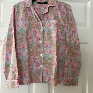Ralph Lauren Paisley Button-Up pajama top size xs